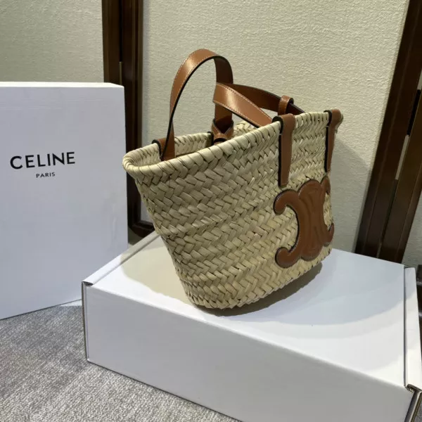 OldCobbler Bags CELIN* TRIOMPHE CELIN* CHANELASSIC PANIER IN PALM LEAVES AND CALFSKIN 0120