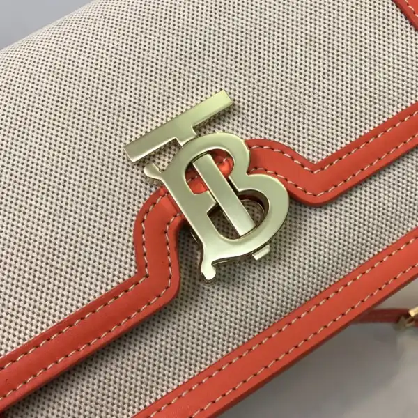 OldCobbler Bags BURBERRY Two-tone Canvas and Leather TB Bag 0130