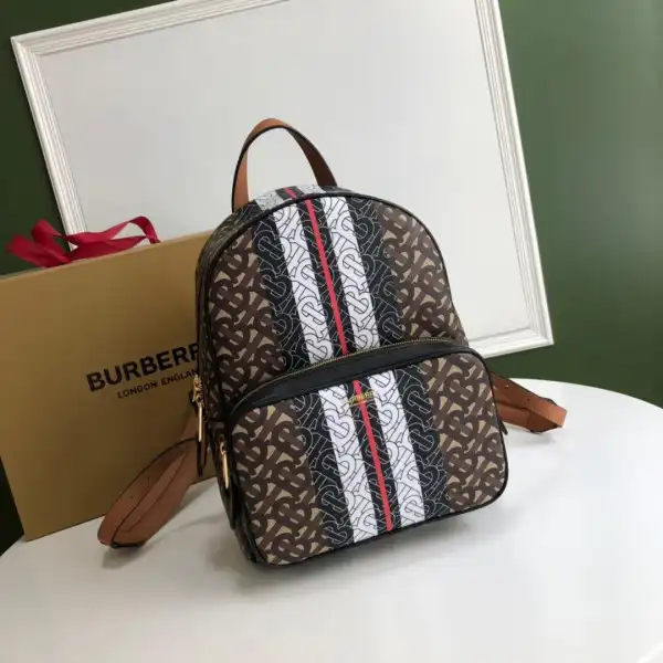 BURBERRY TMONOGRAM STRIPE PRINT E-CANVAS BACKPACK 0130